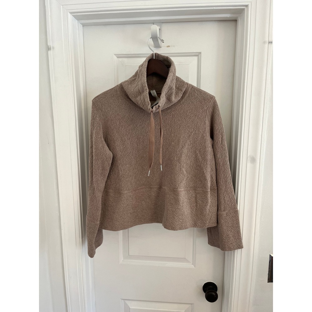 Lululemon Textured Funnel‎ Neck Pullover Sweatshirt Taupe Brown